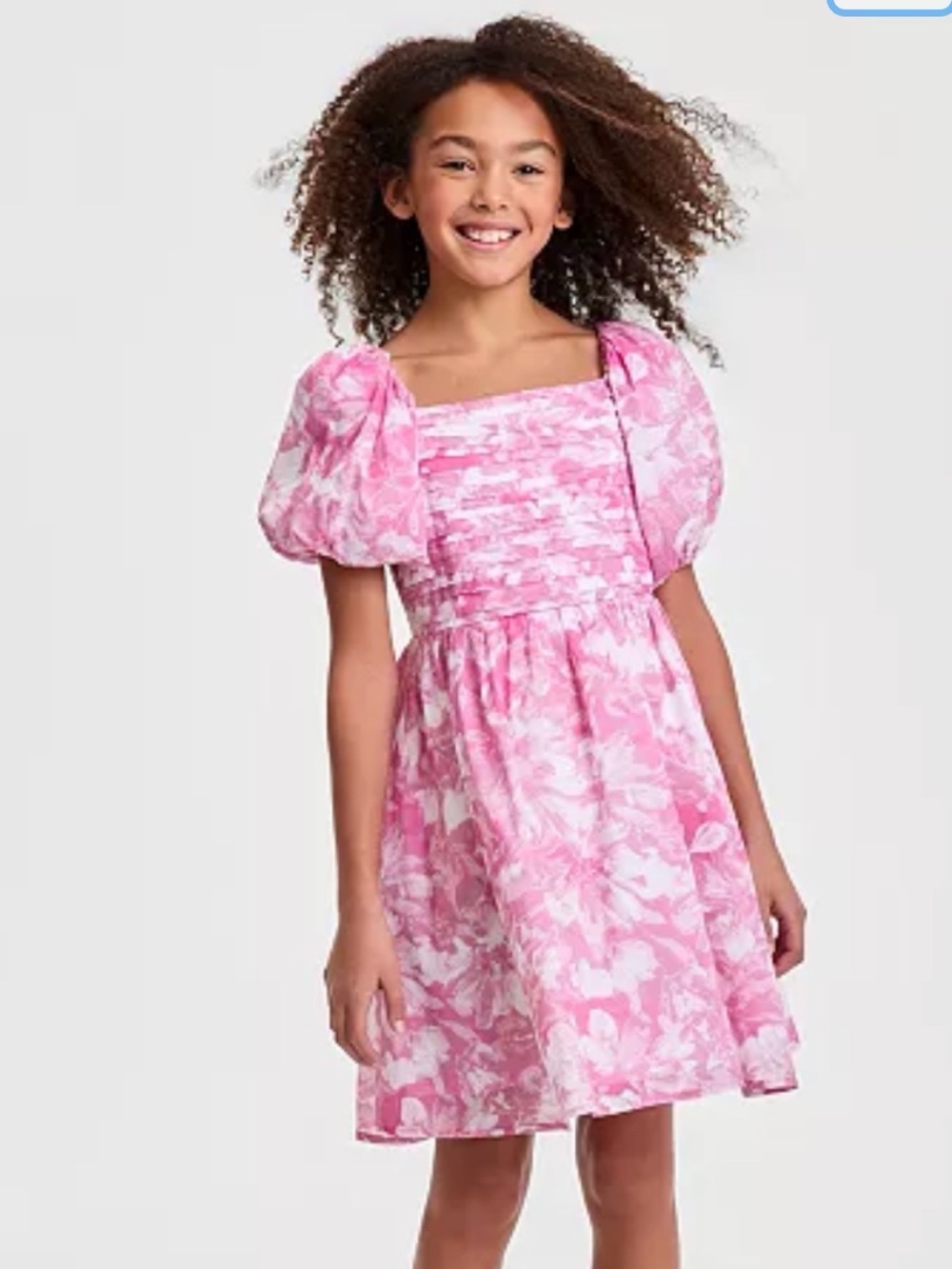 Abercrombie Girls' Square Neck Puff-Sleeve Dress